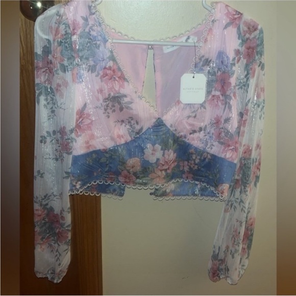 Altar'd State Tops - Floral Sheer Long Sleeve Top